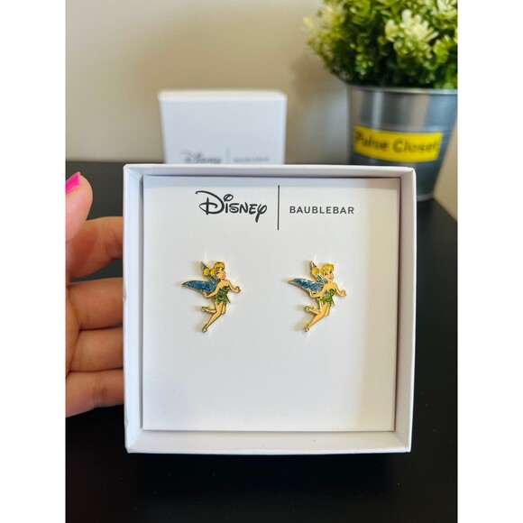 Disney x BaubleBar Tinker Bell Stud Earrings New in Box - Picture 1 of 6